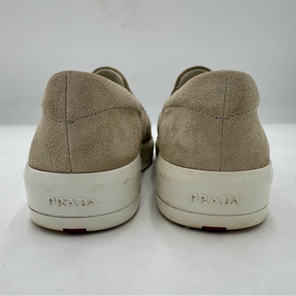 Prada Women's Sport Beige Suede Slip On Skate Sneakers Size EU 38 US 7.5 shoes - Picture 6 of 11
